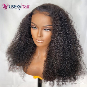 Best selling 13x4 13x6 hd lace wig raw burmese kinky curly wig glueless HD lace frontal wig human hair for black women